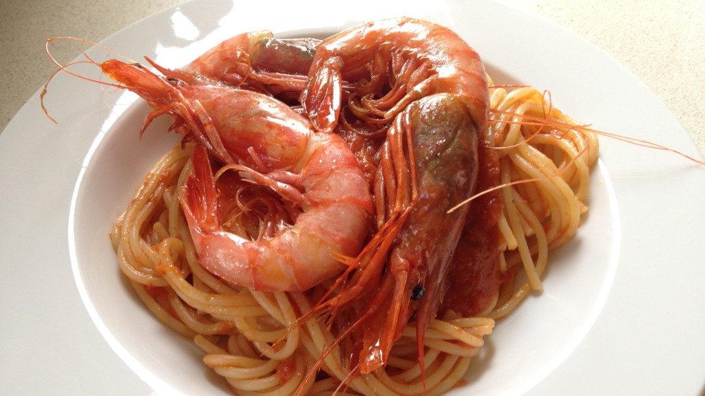 Espaguetis amb gambes